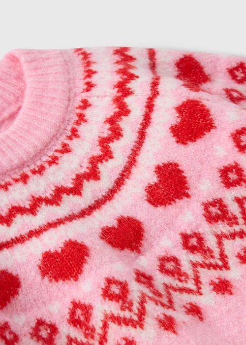 Girls Pink Knitted Fairisle Jumper (1-7yrs) - 1-1.5 Yrs Image 2
