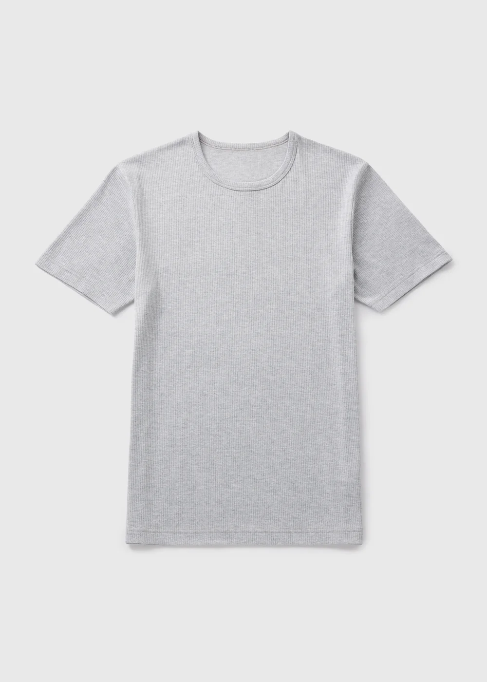 Grey Ribbed Thermal T-Shirt - S Image 1