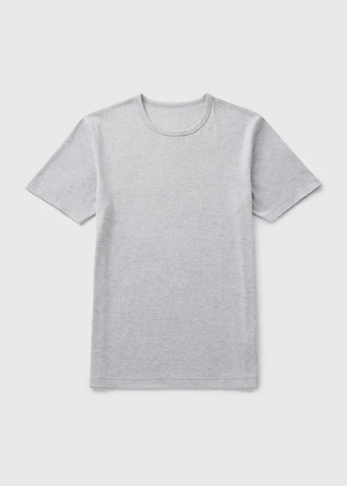 Grey Ribbed Thermal T-Shirt - S Image 1