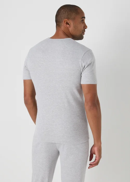 Grey Ribbed Thermal T-Shirt - S Image 3