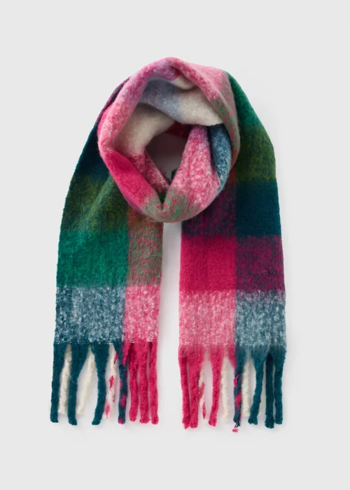 Multi Check Brushed Scarf - One Size Image 1