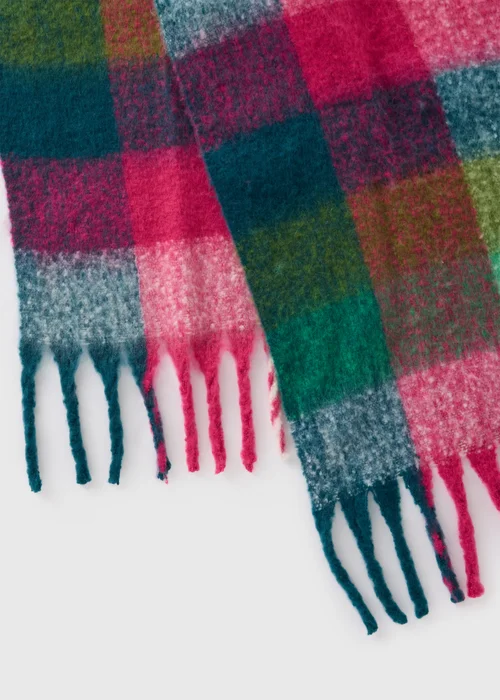 Multi Check Brushed Scarf - One Size Image 2