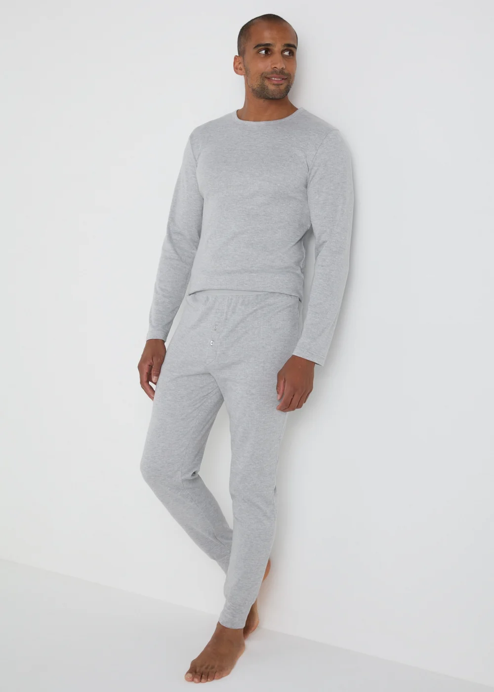 Grey Thermal Long Jogging Bottoms - S Image 2