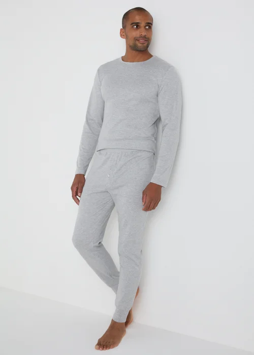 Grey Thermal Long Jogging Bottoms - S Image 2