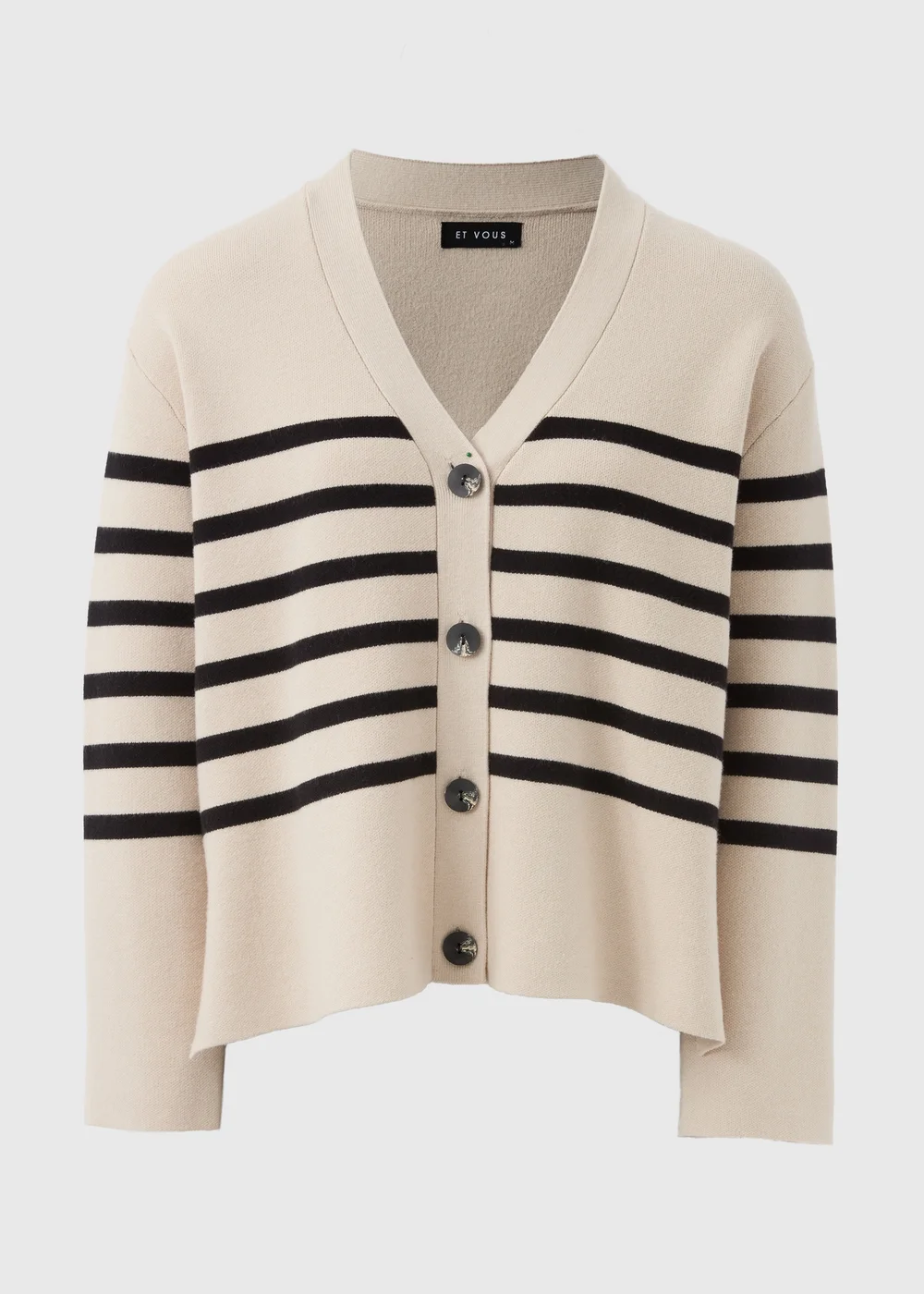Et Vous Camel Stripe V-Neck Cardigan - XS Image 4