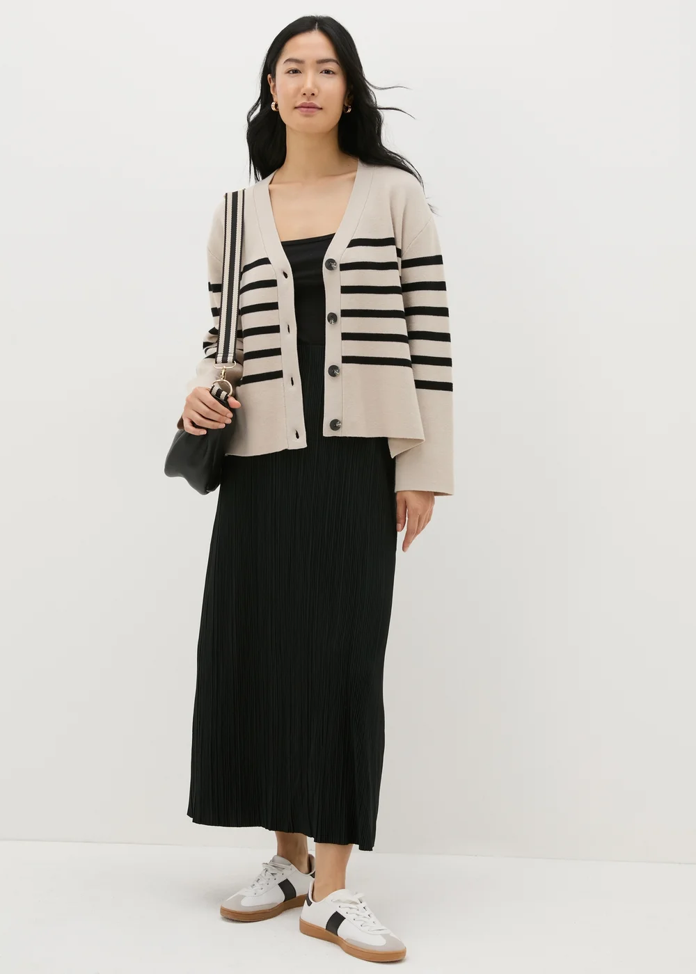 Et Vous Camel Stripe V-Neck Cardigan - XS Image 3