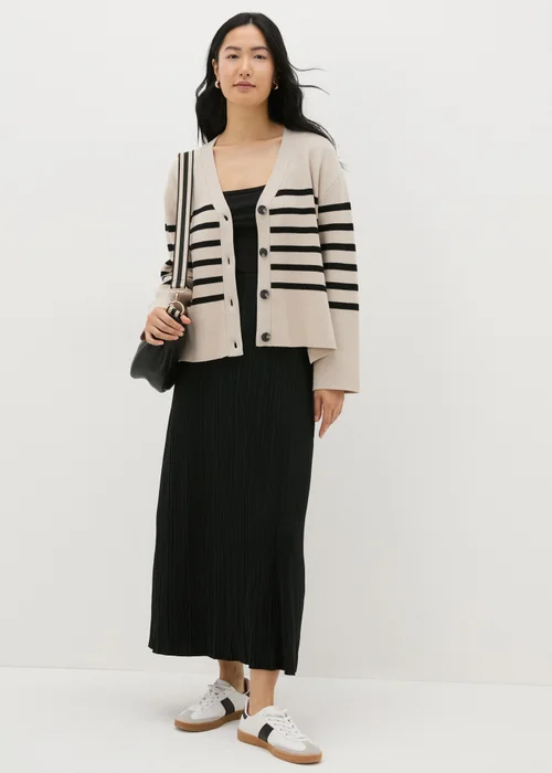 Et Vous Camel Stripe V-Neck Cardigan - XS Image 3