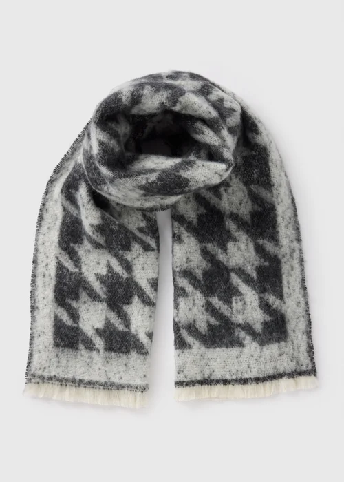 Grey Dogtooth Brushed Scarf - One Size Image 1