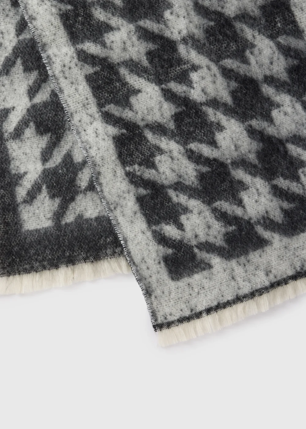 Grey Dogtooth Brushed Scarf - One Size Image 2