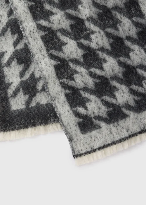 Grey Dogtooth Brushed Scarf - One Size Image 2