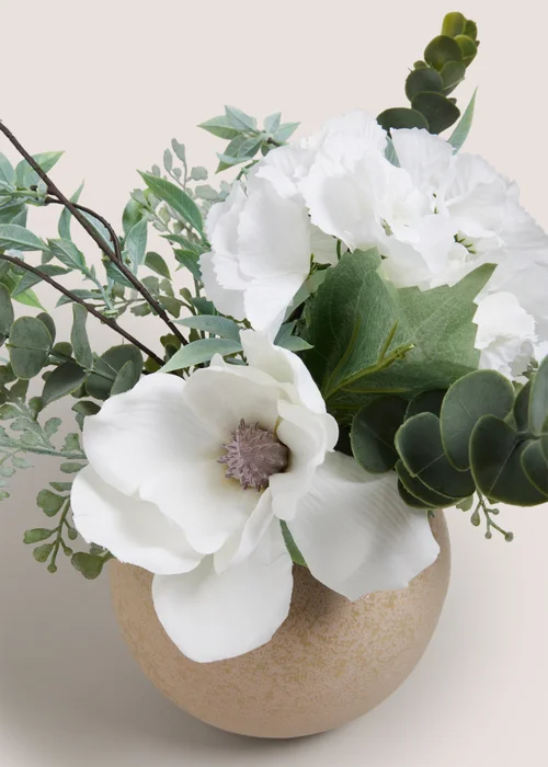 Mixed Flowers In Grey Pot Image 2