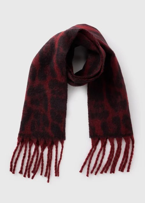 Burgundy Animal Brushed Scarf - One Size Image 1