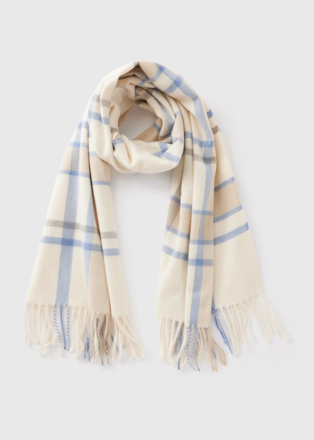 Cream Check Scarf - One Size Image 1