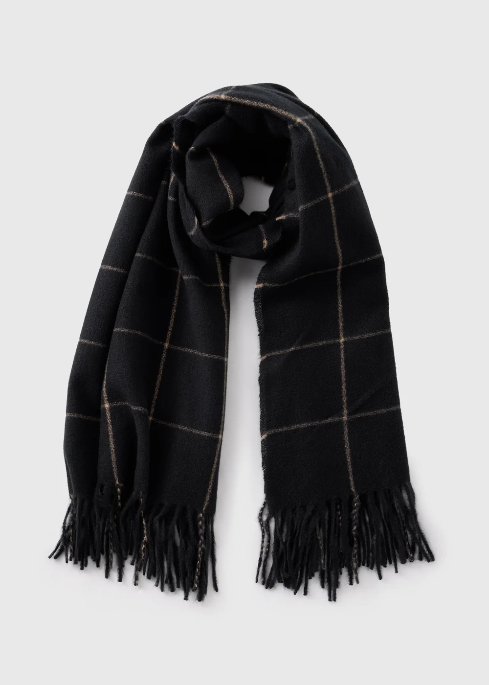Black Check Scarf - One Size Image 1