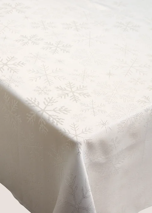 Wondrous White Snowflake Tablecloth Image 1