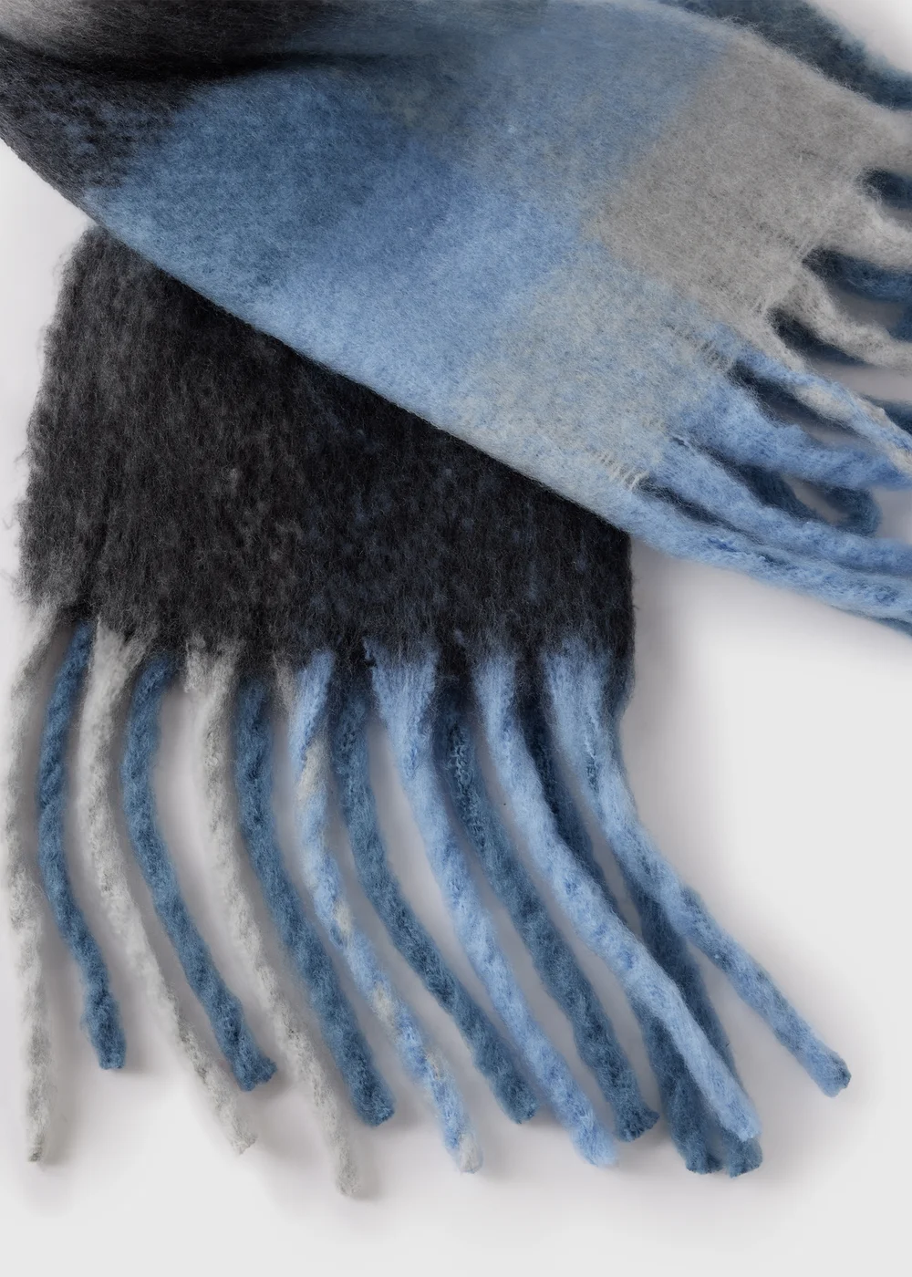 Blue Check Brushed Scarf - One Size Image 2