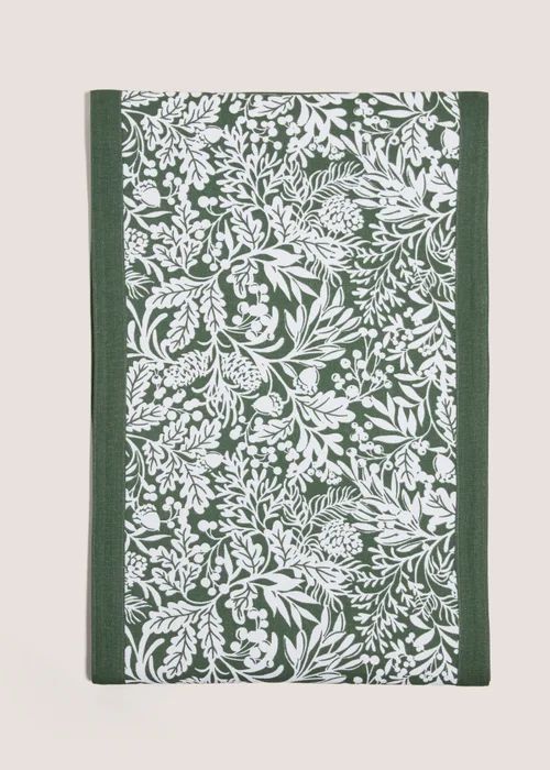 Winter Poem Green Winter Leaf Table Runner Image 1