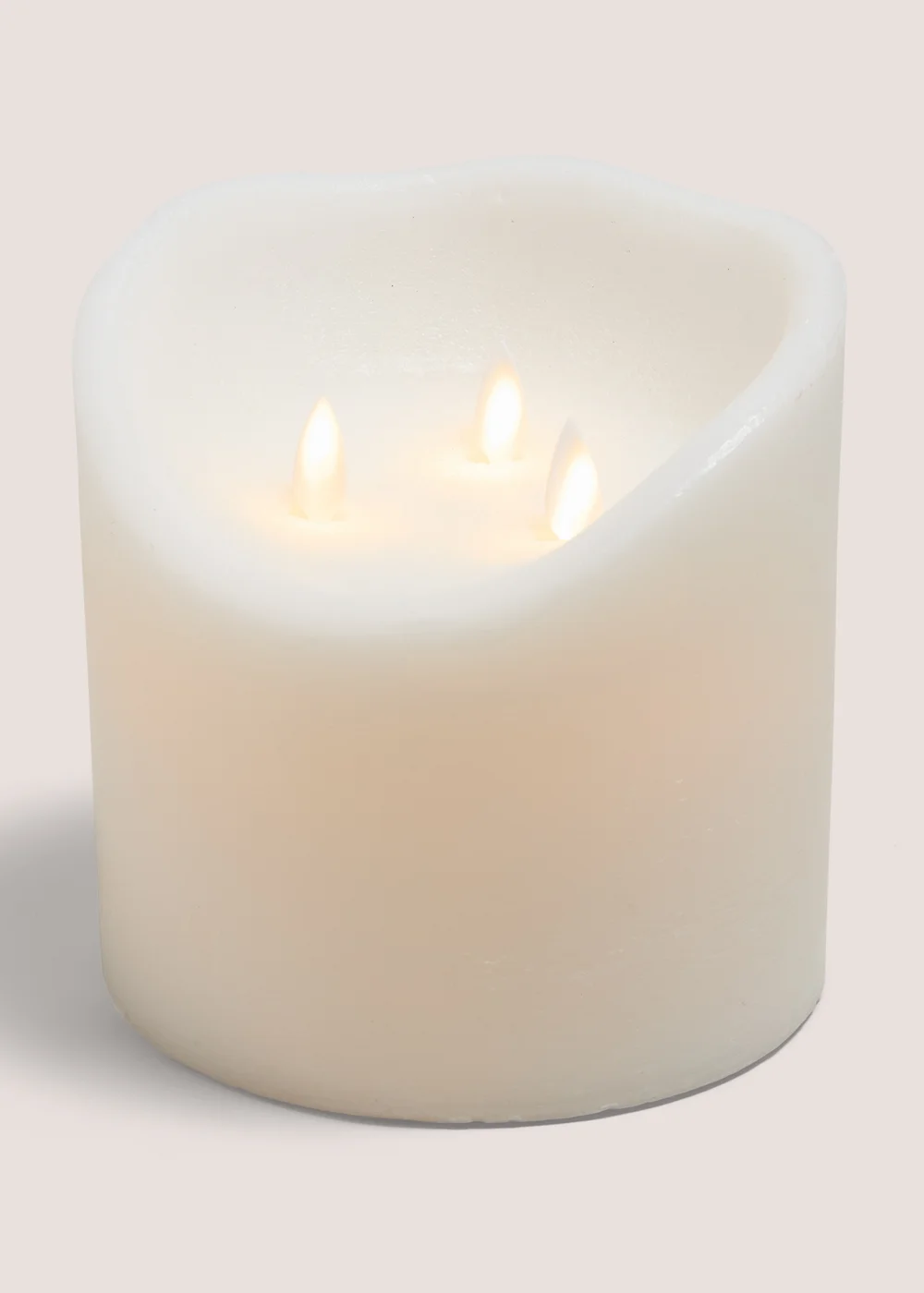 White 3 Wick Extra Large LED Candle Image 1