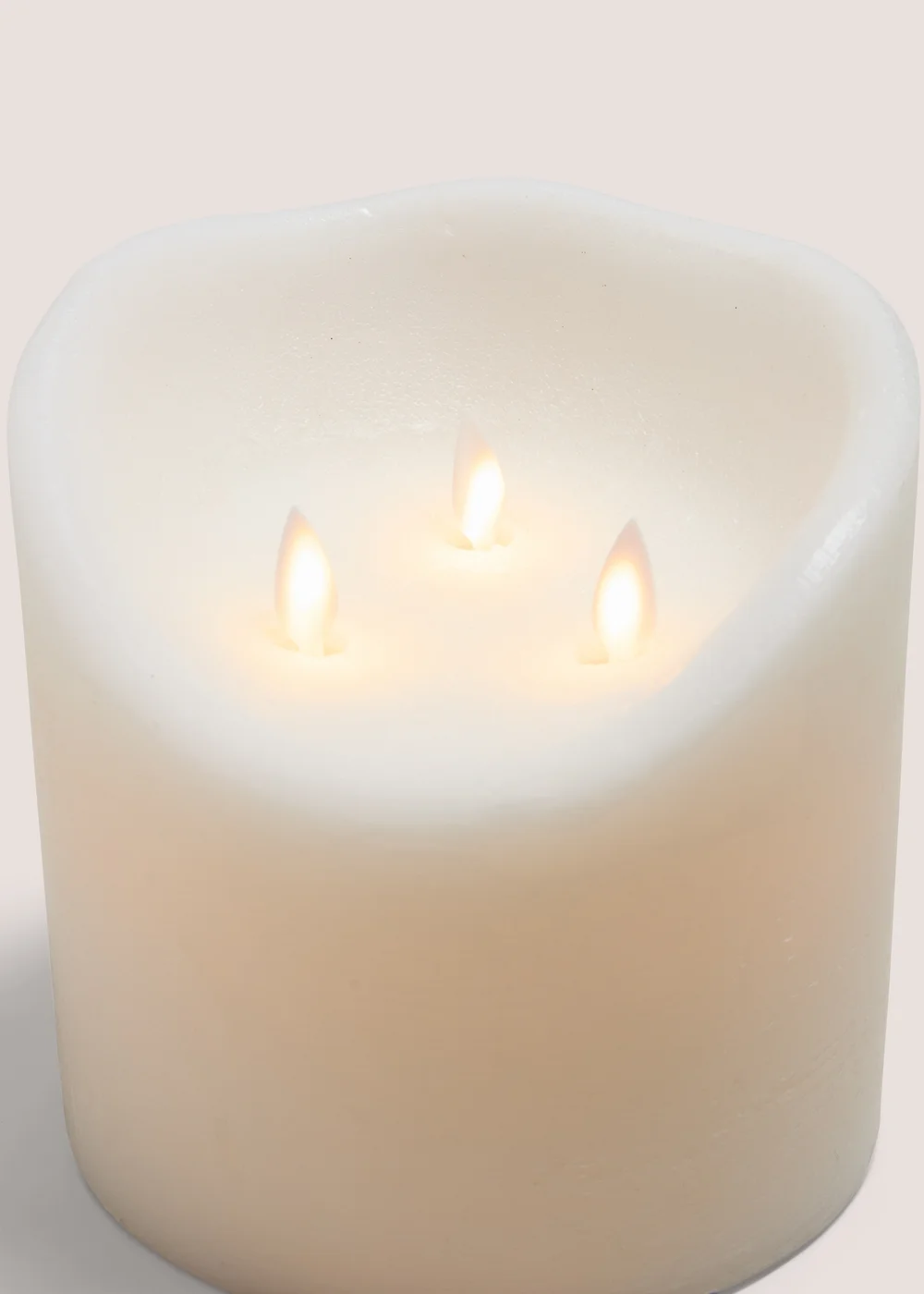 White 3 Wick Extra Large LED Candle Image 2