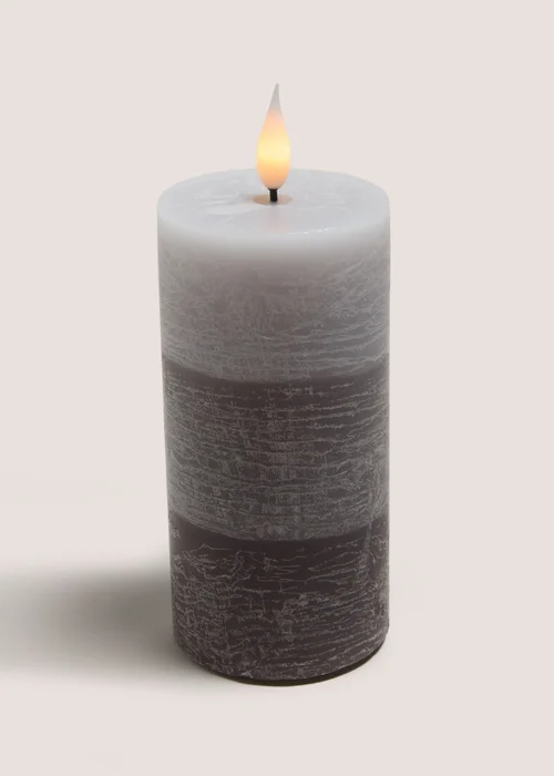 Grey LED Candle (7.5cm x 18cm) Image 1