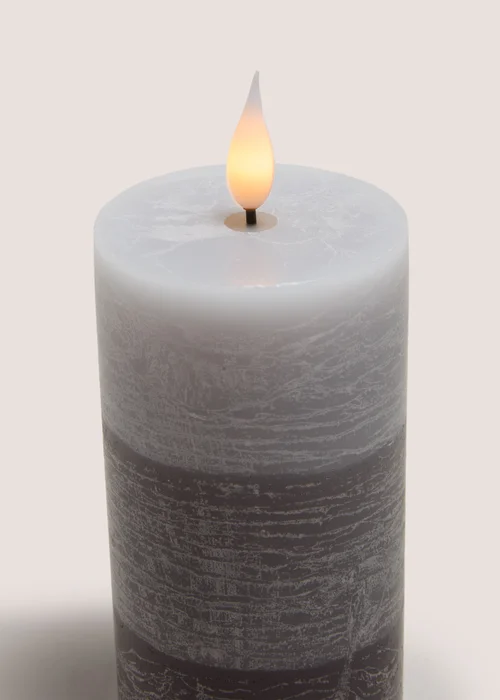 Grey LED Candle (7.5cm x 18cm) Image 2