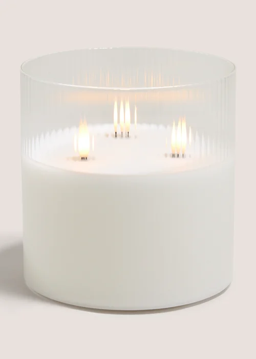 White Glass LED Large Candle Image 1