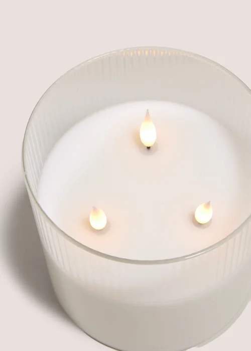 White Glass LED Large Candle Image 2