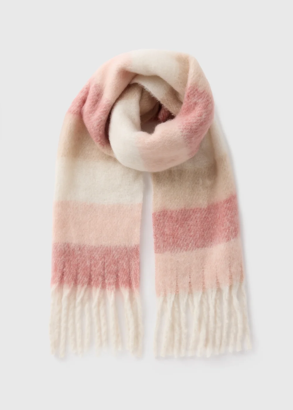 Pink Stripe Brushed Scarf - One Size Image 1