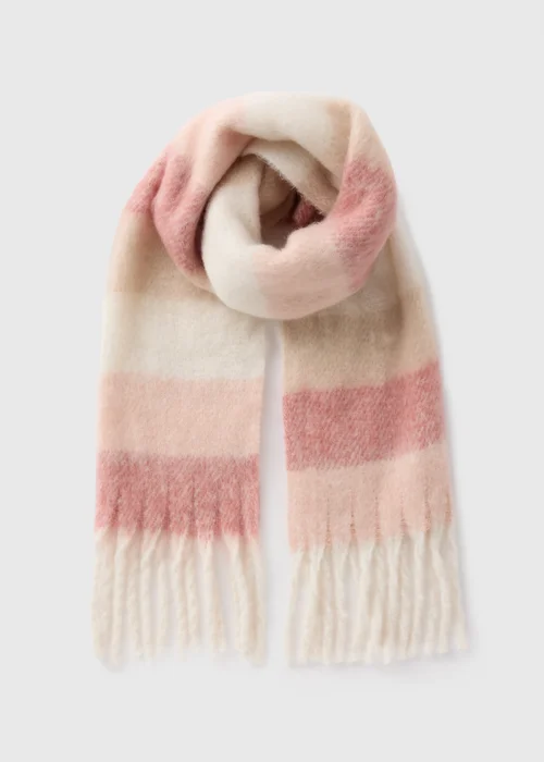 Pink Stripe Brushed Scarf - One Size Image 1