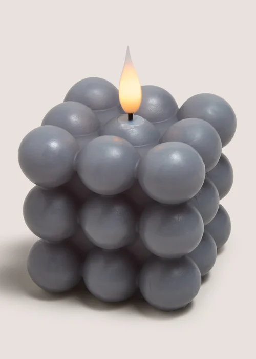 Grey Bobble LED Candle (9cm x 9cm x 9cm) Image 1