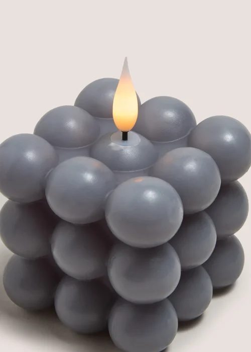 Grey Bobble LED Candle (9cm x 9cm x 9cm) Image 2