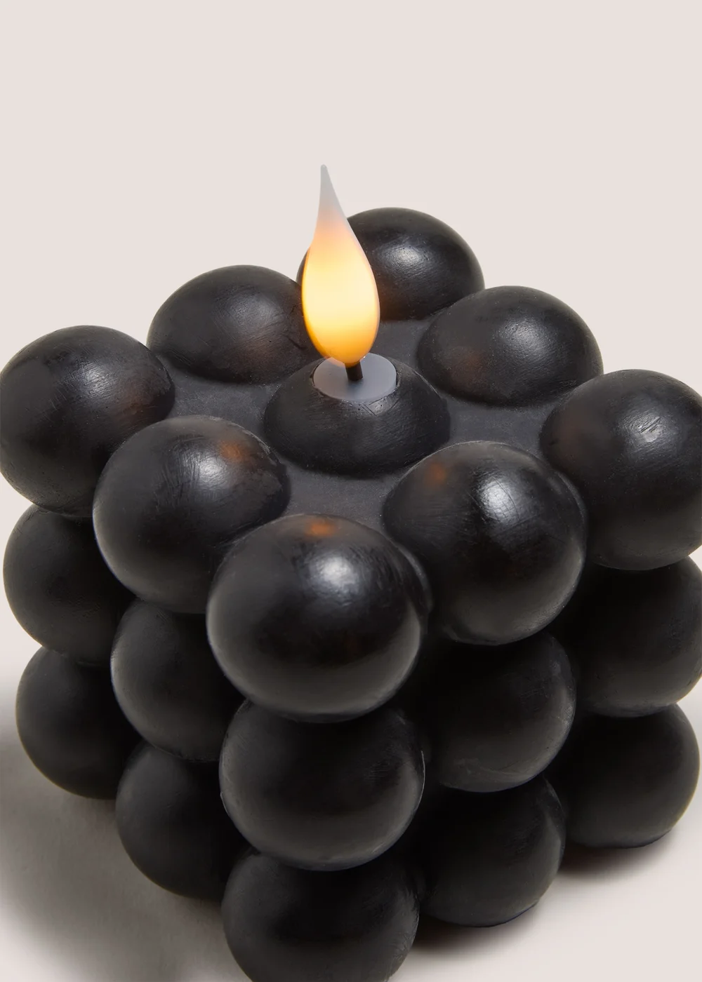 Black Bobble LED Candle (9cm x 9cm x 9cm) Image 2
