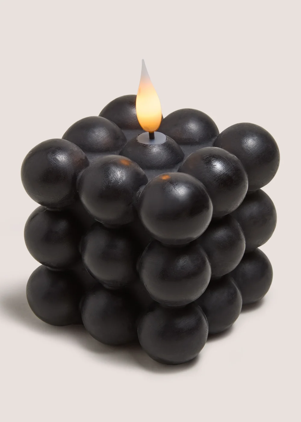 Black Bobble LED Candle (9cm x 9cm x 9cm) Image 1