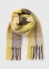 Yellow Check Brushed Scarf - One Size Image 1