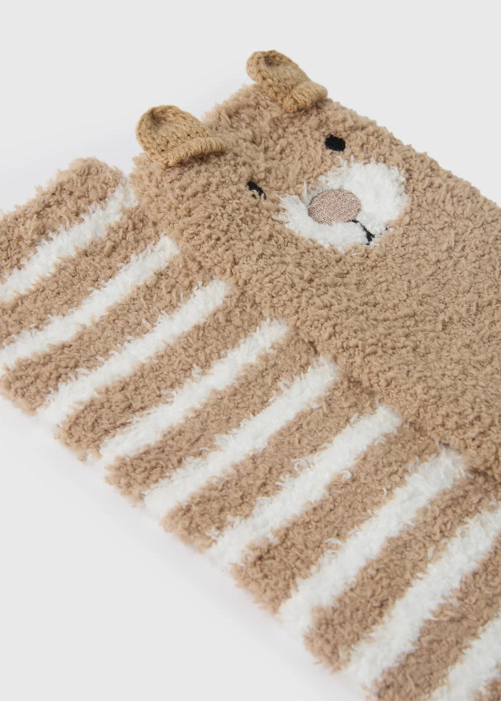 2 Pack Boys Brown Bear Fluffy Socks (Younger 6-Older 6.5) - 4-6.5 Image 2