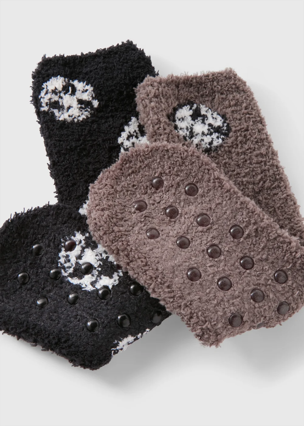 2 Pack Boys Black Football Fluffy Socks (Younger 6-Older 6.5) - 4-6.5 Image 2