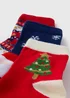 3 Pack Kids Red Christmas Socks (Younger 6-Older 6.5) - Sizes 6 - 8.5 Image 2