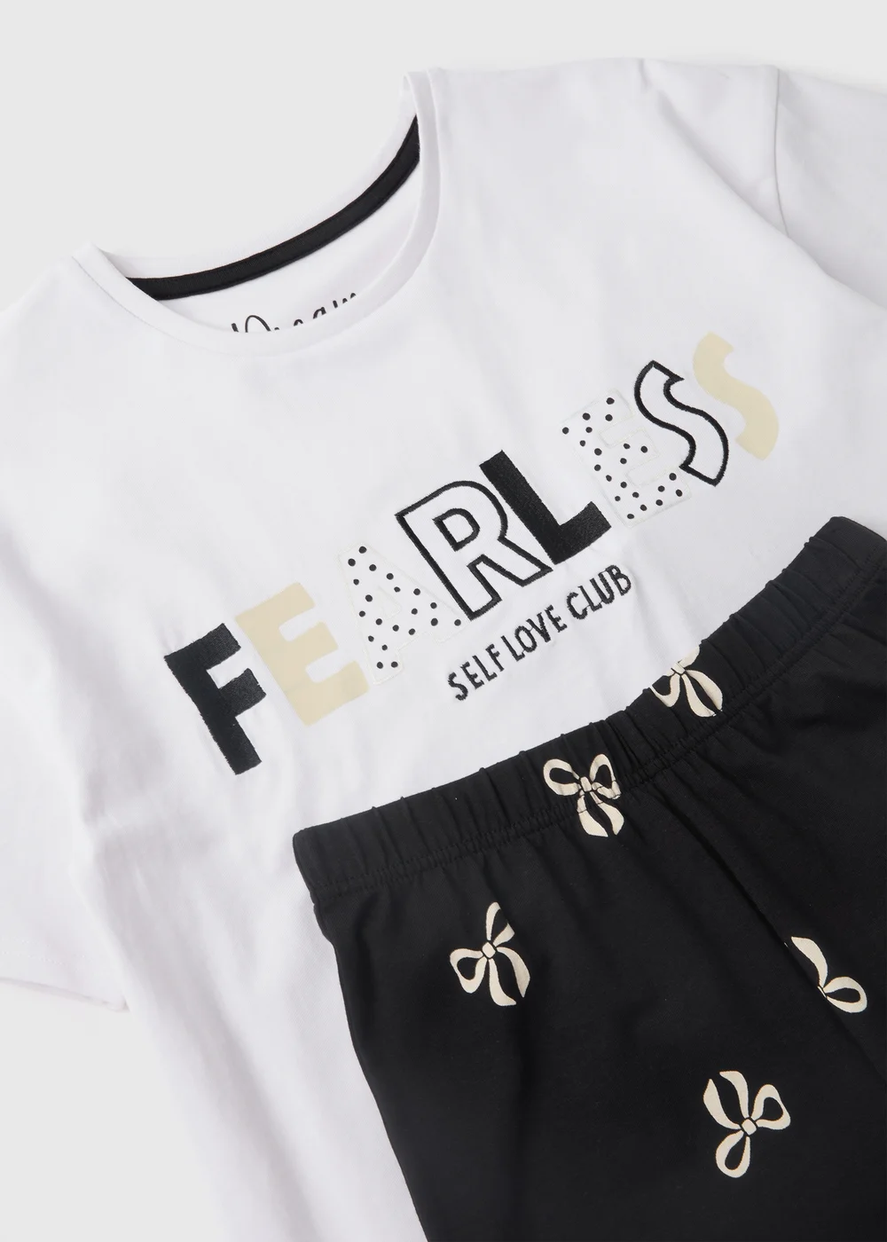Girls Black Self Love Club Pyjama Set (7-13yrs) - Age 7 Years Image 2