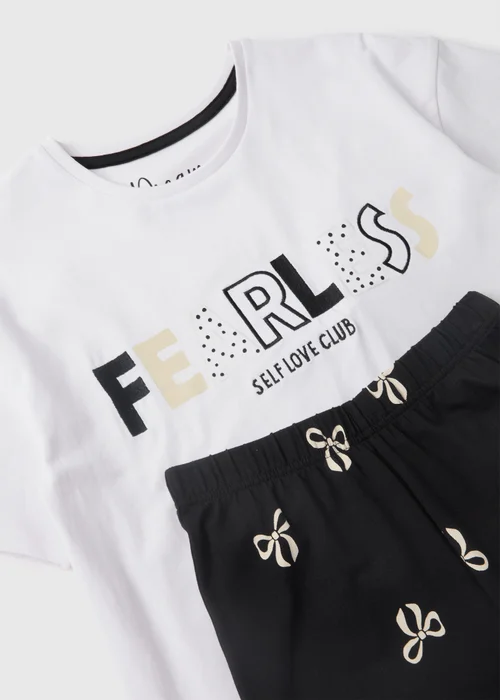 Girls Black Self Love Club Pyjama Set (7-13yrs) - Age 7 Years Image 2