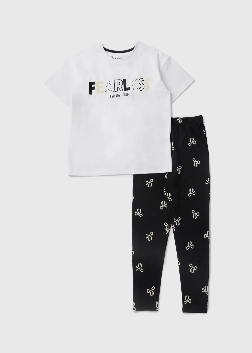 Girls Black Self Love Club Pyjama Set (7-13yrs) - Age 7 Years Image 1