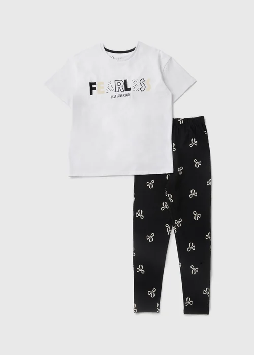 Girls Black Self Love Club Pyjama Set (7-13yrs) - Age 7 Years Image 1
