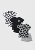 3 Pack Girls Monochrome Heart Top & Shorts Pyjama Set (7-13yrs) - Age 7 Years Image 1