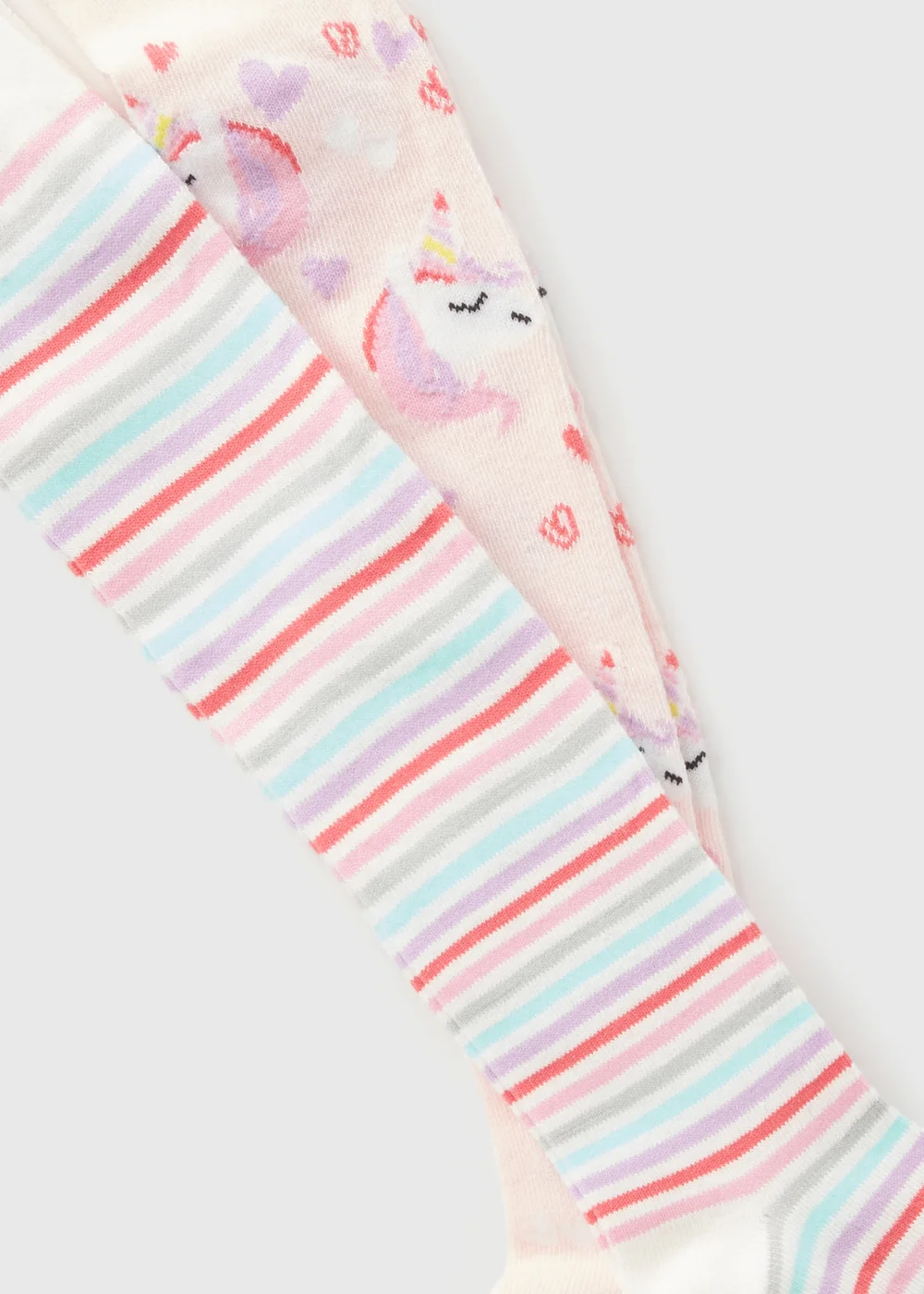 2 Pack Girls Pink Unicorn Tights (2-10yrs) - 2-3 Yrs Image 2