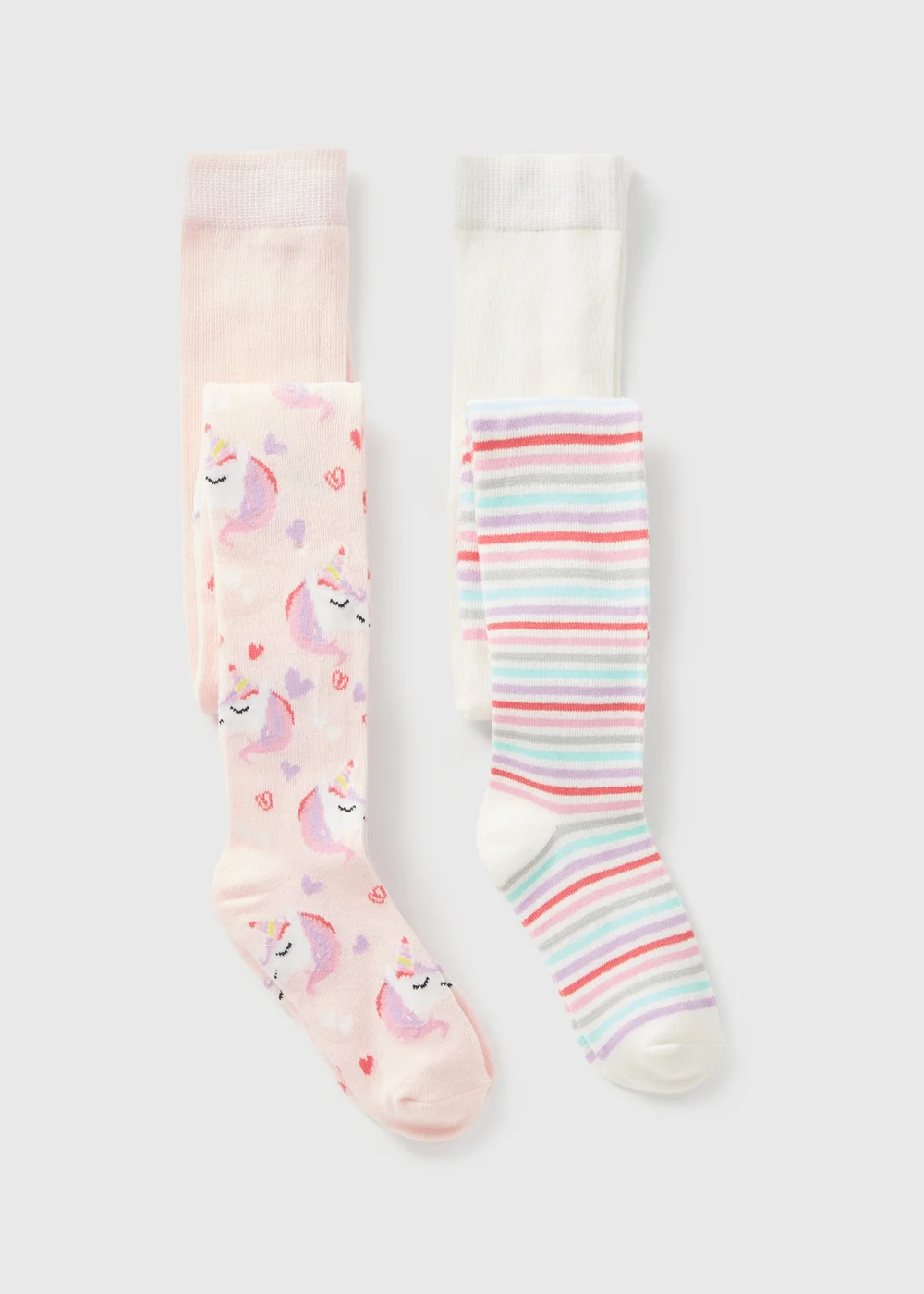 2 Pack Girls Pink Unicorn Tights (2-10yrs) - 2-3 Yrs Image 1