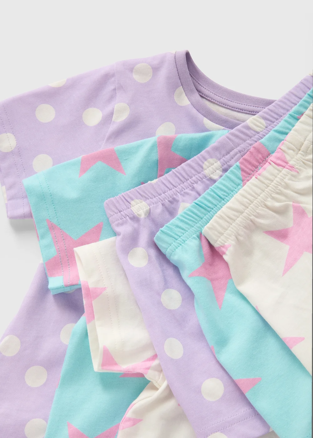 3 Pack Girls Pink Star Top & Shorts Pyjama Set (1-7yrs) - 1 half year to 2 Image 2