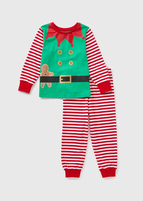 Kids Green Christmas Elf Pyjama Set (1-7yrs) - 1 half year to 2 Image 1