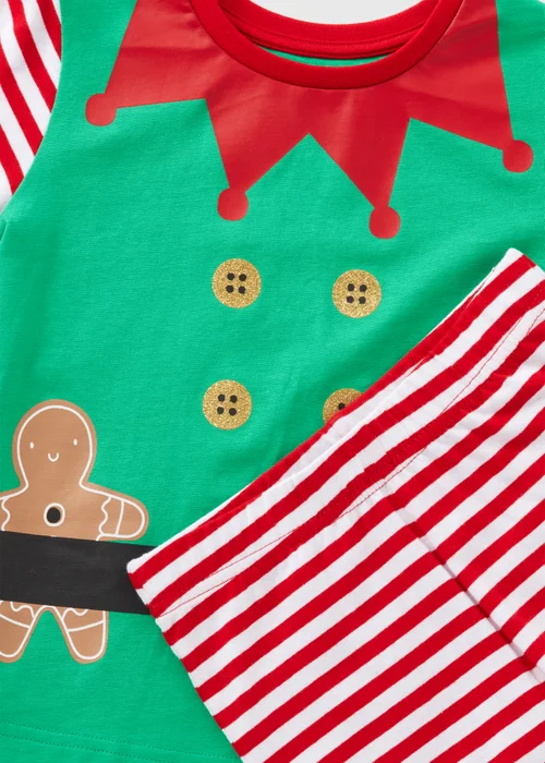 Kids Green Christmas Elf Pyjama Set (1-7yrs) - 1 half year to 2 Image 2