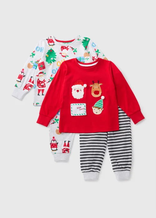 2 Pack Kids Red Christmas Pyjama Set (1-7yrs) - 1 to 1 half years Image 1