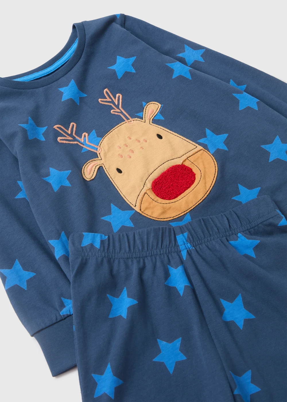 Boys Blue Reindeer Star Top & Bottom Pyjama Set (1-7yrs) - Age 2 - 3 Years Image 2