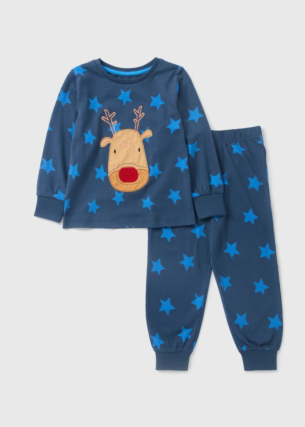 Boys Blue Reindeer Star Top & Bottom Pyjama Set (1-7yrs) - Age 2 - 3 Years Image 1